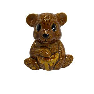 Vtg Ceramic Brown Bear Honey Jar Removable Head